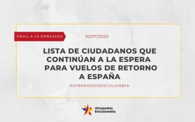Lista de ciudadanos que continúan a la espera para vuelos de retorno a España