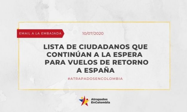 Lista de ciudadanos que continúan a la espera para vuelos de retorno a España